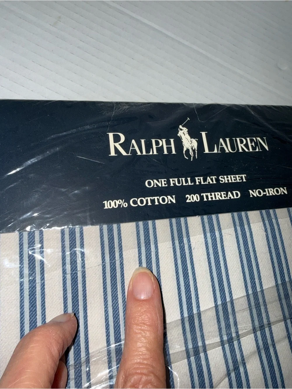 Ralph Lauren Home Collection Claudine Blue Flat Sheet Full Size **As Found** - Picture 4 of 6